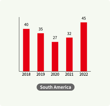 Sales in South America (last 5 years)
